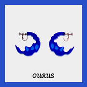 ourus水中月亮原创设计耳钉，亚克力蓝色大圈，耳夹甜酷个性夸张耳环