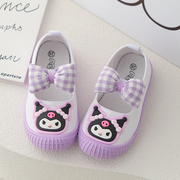 幼儿园紫色室内鞋软底儿童小白鞋，运动鞋透气女童帆布鞋，宝宝白布鞋(白布鞋)