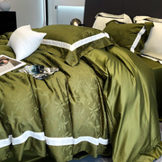 轻奢100支天丝棉提花四件套，丝滑凉爽裸睡，素色床上用品4件套1.8m床