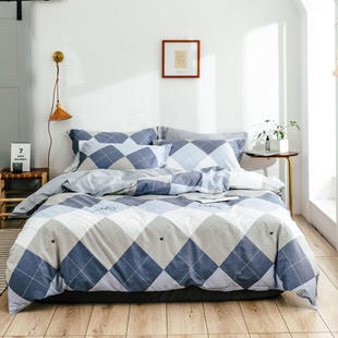 远梦家纺全棉床笠四件套纯棉简约被套床单4件套1.5m1.8米床上用品