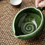 美浓烧日本进口日式陶瓷家用釉下彩织部绿釉公道杯功夫茶具
