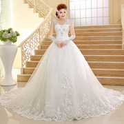 跨境婚纱礼服2023韩式新娘，公主奢华蕾丝，长拖尾婚纱货源