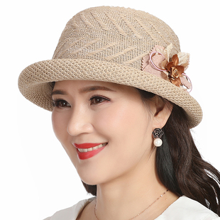 中老年女士春秋帽子女，款韩版时尚百搭盆帽洋气，小礼帽夏季渔夫凉帽