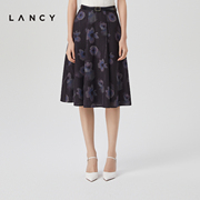 LANCY/朗姿2023年春季高腰印花半身裙子女设计感通勤法式