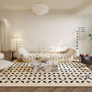 复古巴黎花砖地毯客厅法式奶油风暖色茶几毯简约现代可擦除螨地垫