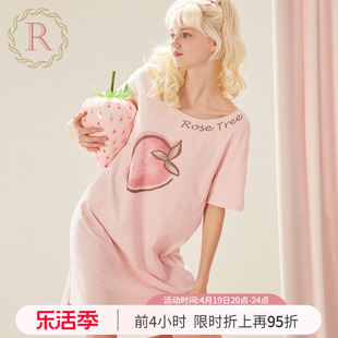 rosetree可爱睡裙女款夏季纯棉，短袖甜美日系，少女睡衣裙2023年
