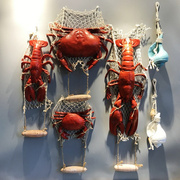网红地中海树脂仿真螃蟹，小龙虾模型挂件海鲜餐厅，壁饰装饰品饭店壁