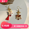 韩国东大门网红少女创意，小狐狸花朵不对称耳坠，复古时尚耳环h4938