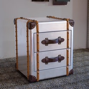 loft金属家具储物柜床头柜铝，创意小角几不锈钢边几藤条箱子小茶几