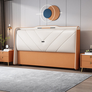 床头板软包床靠背板轻奢简约现代科技布实木床头单买落地定制
