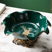 创意欧式陶瓷餐桌果盘水果盘家用客厅茶几装饰摆件美式轻奢装饰品