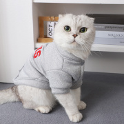 德文衣服冬天保暖猫咪可牵引灰色时尚休闲运动服小奶猫卫衣厚外套