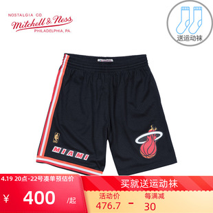 Mitchell Ness复古篮球裤SW球迷版NBA热火队96季韦德短裤男运动裤