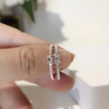 小方糖钻戒纯银欧美ins简约小众，设计方块戒指，仿真钻镶钻超闪银饰