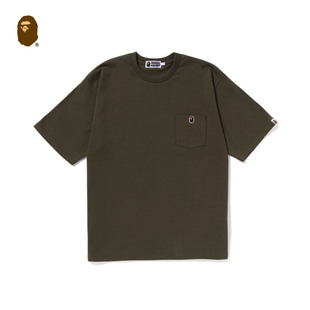 bape男装春夏猿人头刺绣徽章，单口袋(单口袋，)纯色短袖t袖109016k