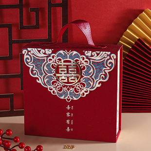 2024中式喜糖盒盒，空盒结婚伴手礼糖果盒龙凤百年好合手提礼盒