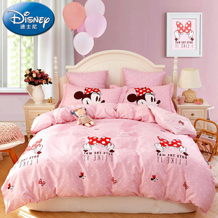 A类 迪士尼儿童床上用品三件套女孩纯棉四件套床单被套全棉床品4