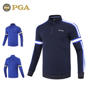 美国PGA 高尔夫男士长袖卫衣T恤 加绒防风保暖 英伦风格 上衣男装