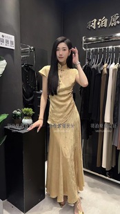 新中式国风立领衬衫女春夏装复古改良旗袍衫设计感不规则开叉上衣