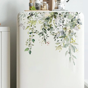 绿色水彩植物叶子花朵印花墙，贴布置冰箱卫生间马桶贴自粘装饰贴纸