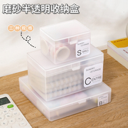 日式卡片收纳盒透明桌面名片杂物，带盖储物盒子，塑料卡片办公整理盒