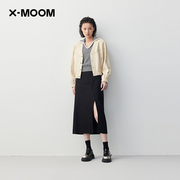 商场同款X--MOOM2023秋季铆钉装饰v领全羊皮夹克皮衣外套
