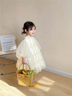 儿童公主裙韩版女童宝宝，蕾丝连衣裙奶油色蕾丝，仙女裙生日走秀裙子