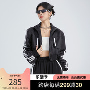 LOU&ZING美式复古短款棒球服外套女小个子三条杠休闲运动夹克开衫