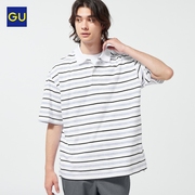GU极优男装宽松条纹POLO衫(5分袖)2023年夏季休闲时尚流行346755