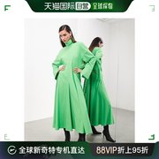 香港直邮潮奢edition女士，edition高领长袖，褶皱后细节亮绿色连