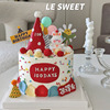 兔子生日蛋糕装饰摆件百天周岁，满月男女宝宝，100天插件派对甜品台