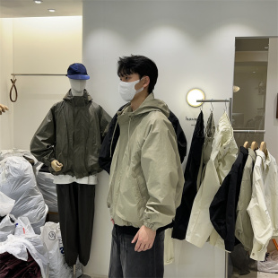韩国男装直播havana高档设计师立体拼接春季阔版连帽夹克外套