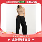香港直邮潮奢asos女士，dad设计小号亚麻裤子，(黑色)