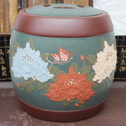 紫砂茶叶罐宜兴大号，手工密封普洱茶叶，缸散茶饼储存罐大茶桶储物罐