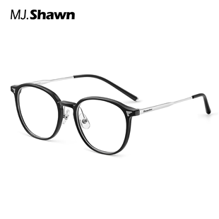 MJ Shawn黑色复古眼镜防蓝光眼镜框超轻镜架配度数近视眼镜