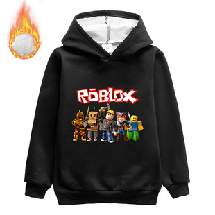 roblox儿童衣服双层加厚不倒绒，卫衣男孩冬季加绒保暖帽衫