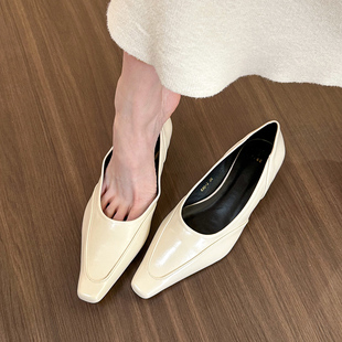 elingstudio 超软哒！法式白色软皮浅口单鞋女2024平跟平底鞋