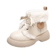 加绒马丁靴女冬季保暖2023年厚底小个子短靴短筒雪地棉鞋