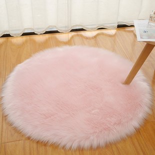 轻奢北欧s圆形地毯卧室床边毯可爱色长毛绒吊篮梳妆脑椅0702d