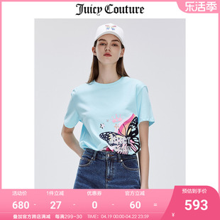 juicycouture橘滋t恤女2024春夏美式印花宽松圆领短袖上衣