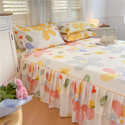 床罩全棉床裙式床套纯棉，单件床垫保护套1l.5m防滑防尘床单遮