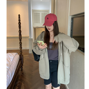 NAZ大码女装2023秋季慵懒风宽松通勤廓形胖妹妹连帽开衫卫衣