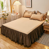 纯色夏季薄款单件1.8m床垫保护床罩2米蕾丝床裙床套三件套