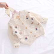 女童春秋装洋气外套纯棉宝宝针织衫，儿童毛线衣(毛线衣，)韩版婴儿毛衣开衫