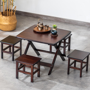 小折叠四方桌子简易家用正方形，折叠桌阳台小茶几，餐桌楠竹全竹桌子