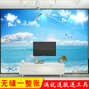 浪漫海景客厅电视背景墙壁纸，3d立体壁画，影视墙纸定制无纺布墙布