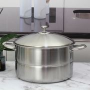 304不锈钢三层一体钢蒸锅，28cm30cm家用汤锅一体，成型加厚电磁通用