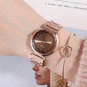  女士手表时装时尚表带个性玫瑰金属潮流不锈钢石英国产腕表