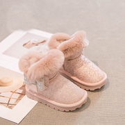 女童鞋子雪地靴2023年冬季儿童，靴子加绒加厚大棉鞋短靴雪地棉