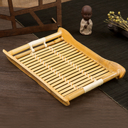 竹编制品竹托盘长方形饺子木盘子晾晒加手柄茶道沥水餐具家用早餐